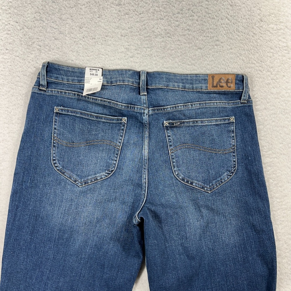 Lee Women's Jeans 16 (35x31) Regular Fit Mid Rise Straight Leg Blue Denim - Picture 10 of 12